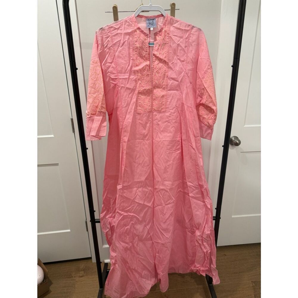 Thierry Colson Light Pink Embroidered Maxi Tunic Dress